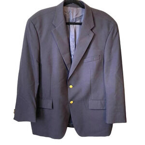 Chaps Ralph Lauren Pure New Wool 2 Button Blue Blazer Men Size 46 R Pockets